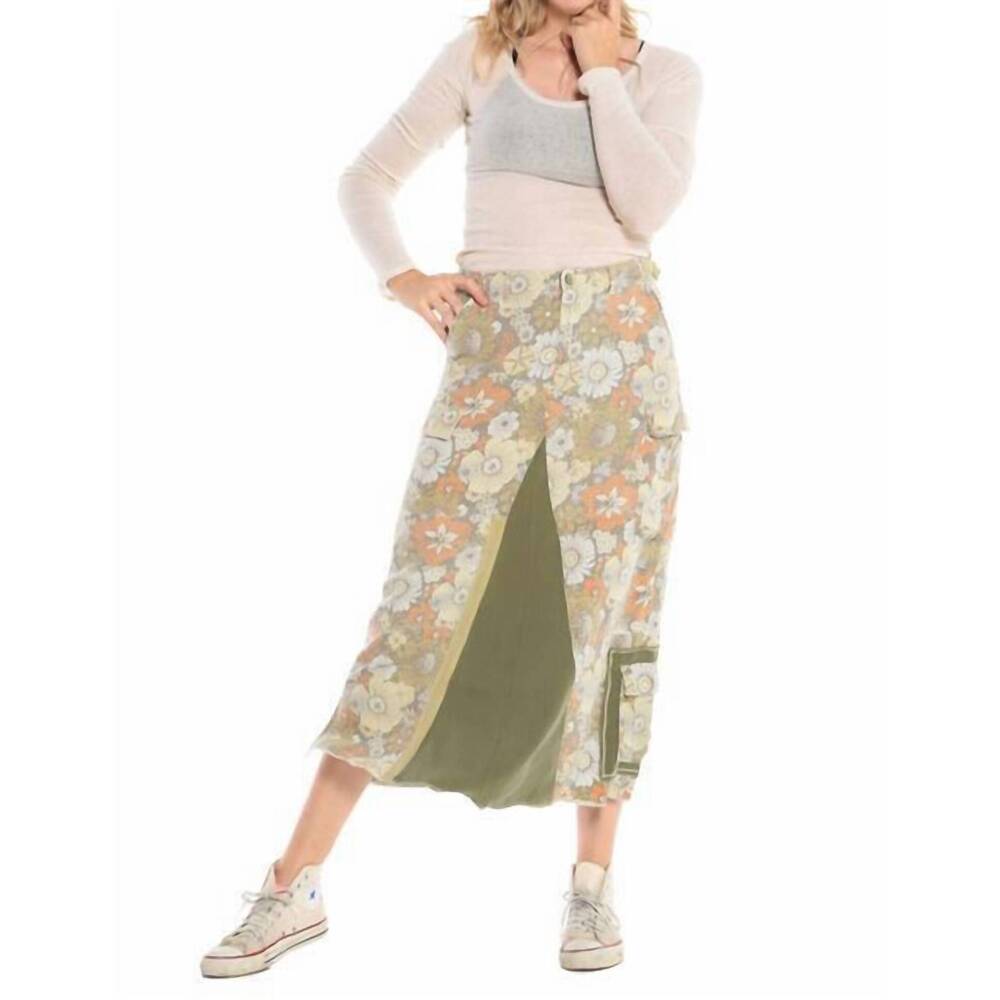 NEW DANANG military maxi skirt in flower power